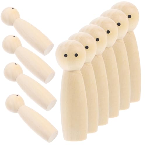 Angoily 10 Stück Unfertige Holzpuppen zum Bemalen DIY Holzfiguren für Kreative Dekoration für Zuhause und Partys Glatte Oberfläche für Sicheres Spiel Bastelbedarf für Unendlichen Spaß von Angoily