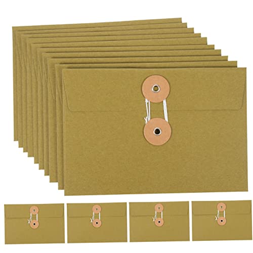 Angoily 10 Stück Vintage Papier Taschen Dicke Aufbewahrungssäcke mit Schnurverschluss Kreative Umschläge für Postkarten und Dokumente für Büro und Alltag von Angoily