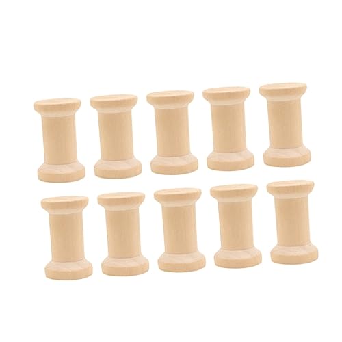 Angoily 10 Stück Weben von Spulen Polsterfaden Nähen Stickerei Stich slico bastelzeug Schleifen the craft Basteln leerspule nähmaschinen garn Holzspulen handwerkliches Produkt Bambus Beige von Angoily