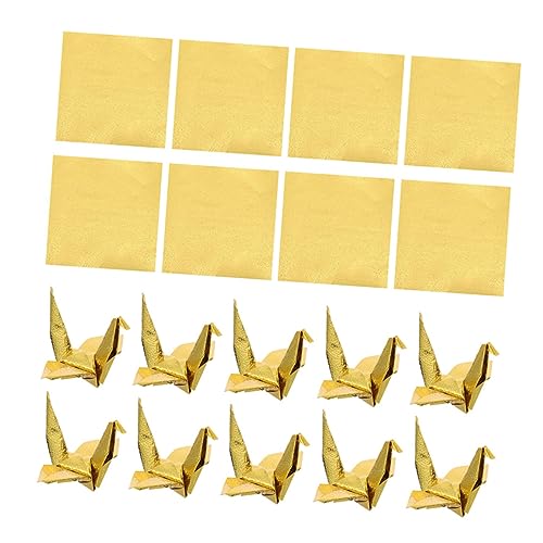 Angoily 100 Blatt Origami-Papierkranich Origami-Perlenpapier selber machen Origami-Papierhandwerk glänzendes Origami-Papier Papierhandwerk falten Quadratfaltpapier Klapppapier Golden von Angoily