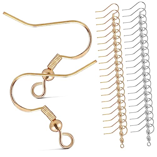 Angoily 100 Paare Teiliges Ohrring Haken mit Transparenten Stoppern Versilberte Ohrhaken in Silber und Gold Leicht Poliert für DIY Schmuckherstellung Geeignet für Individuelle Ohrringe von Angoily