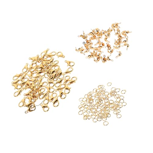 Angoily 100 Sätze Teiliges Schmuckherstellungsset Goldfarbene Karabinerverschlüsse und Verbindungsringe Einfach zu Montieren für DIY Halsketten Armbänder und Individuelles Schmuckdesign von Angoily