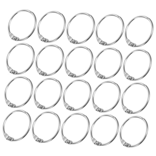 Angoily 100 Stück Binderahmen Ringe Schlüssel Stichworte Ringordner für lose Blätter Loseblattring Schild bastelmaterial bürozubehör Metallring Flash-Karte klingelt Buchring Eisen Silver von Angoily