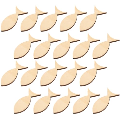 Angoily 100 Stück Blanko Holzfisch Ausschnitte Unfertige Holz Dekorationen für DIY Malerei und Kreative Bastelprojekte für Tischdeko und Feste von Angoily