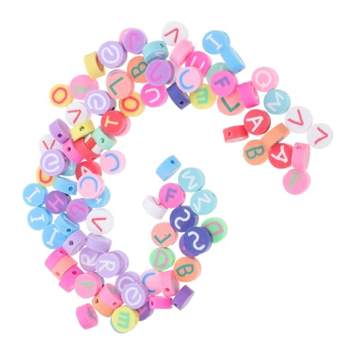 Angoily 100 Stück Buchstaben Polymer Clay Perlen Flach Spacer für Schmuckherstellung DIY Armbänder Ohrringe Halsketten Bunte Weiche Tonperlen Personalisierte Bastelperlen von Angoily
