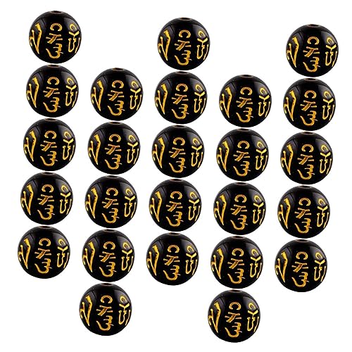 Angoily 100 Stück Buddhistische Loose Beads DIY Schmuckperlen für Armbänder Bastelbedarf für Schmuckherstellung mit Goldschrift für Projekte und Angoily 100 Stück Buddhistische Loose Beads DIY Schmuckperlen für Armbänder Bastelbedarf für Schmuckherstellung mit Goldschrift für Projekte und von Angoily