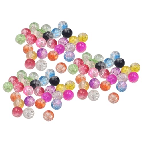 Angoily 100 Stück Bunte Crackle Glasperlen für Schmuckherstellung Runde DIY Spacer Perlen Vielseitige Bastelperlen für Armbänder und Halsketten Farbenfrohe Glasperlen von Angoily