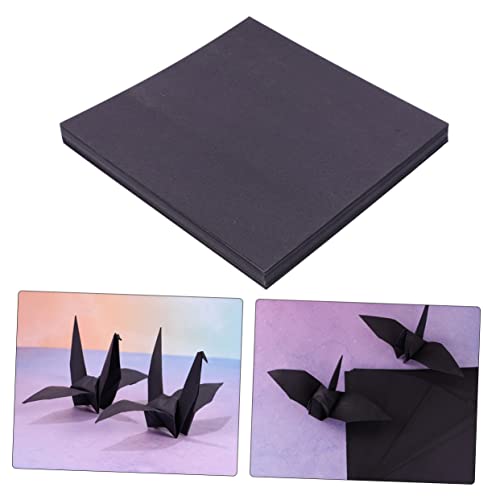 Angoily 100 Stück Doppelseitiges quadratisches Origami manifold origami kraftpapier kraft paper Bastelpapier craft paper Handwerk schwarzes Papier quadratisches Papier Black von Angoily