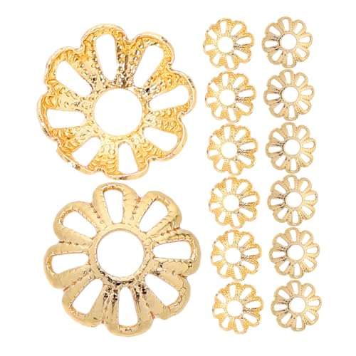 Angoily 100 Stück Endkappen für Schmuck Schmuckzubehör Perlenkappen Filigraner Blumenschmuck Perlenkappe aus Messing Armbänder Perlen-Kit Edelstahlperlen Kupfer Golden von Angoily