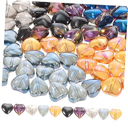 Angoily 100 Stück Glasperlen Herzform Kreative DIY Schmuckperlen Transparent Schwarz Blau Orange für Armbänder und Bastelbedarf für Schmuckliebhaber von Angoily