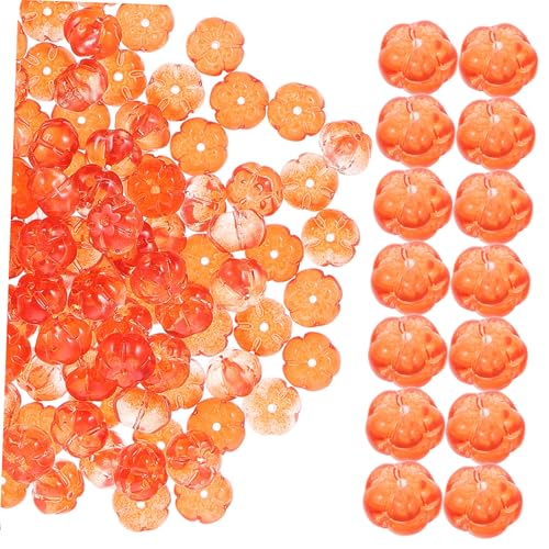 Angoily 100 Stück Glasperlen Kürbisform Goldfarben DIY Schmuck Zubehör Langlebig Glatt für Halloween Basteln und Kreative Handarbeiten von Angoily