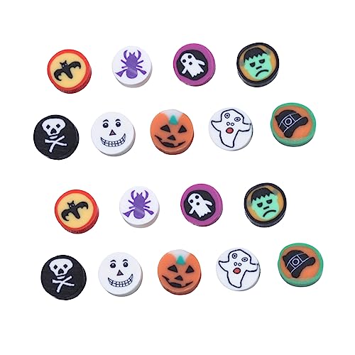 Angoily 100 Stück Halloween Perlen für Diy Schmuckherstellung Polymer Clay Beads für Armbänder und Ohrringe für Bastelprojekte und Festtagsdekorationen von Angoily