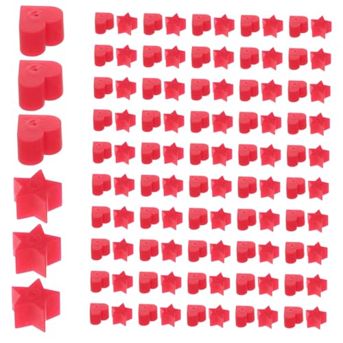Angoily 100 Stück Herzförmige Silikon Ohrstecker Verschluss Earring Backs Rot und Sternförmig Rot Kleiner Ohrstecker Zubehör Sicherer Halt Weich und Hautfreundlich zum Ersatz und DIY von Angoily