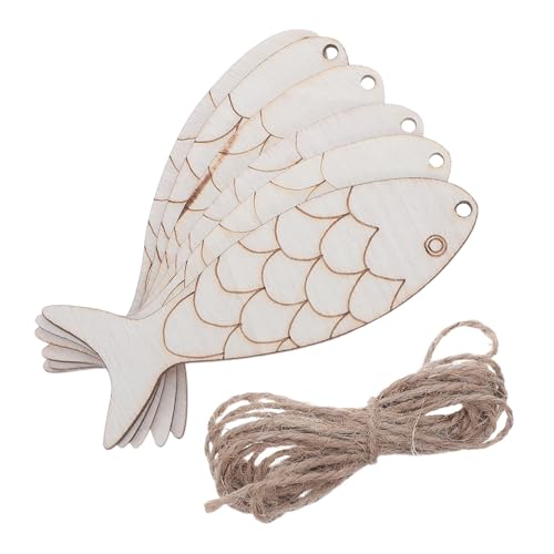 Angoily 100 Stück Holzfische Dekoration mit Aufhängeschnur Unlackierte Holz Fischausschnitte zum Bemalen und Basteln Diy Blanko Ornamente für Wand und Tischdeko bei Party und Zuhause von Angoily
