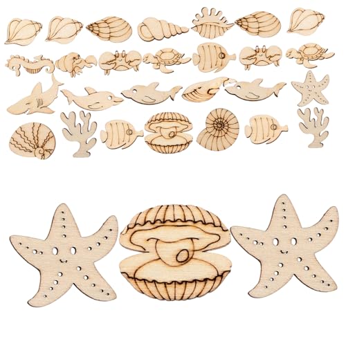 Angoily 100 Stück Holzscheiben Meerestiere Holzanhänger Basteln DIY Handbemalt Kreativset mit Muscheln Delfin Schildkröte Seestern Koralle für Malen und Angoily 100 Stück Holzscheiben Meerestiere Holzanhänger Basteln DIY Handbemalt Kreativset mit Muscheln Delfin Schildkröte Seestern Koralle für Malen und von Angoily