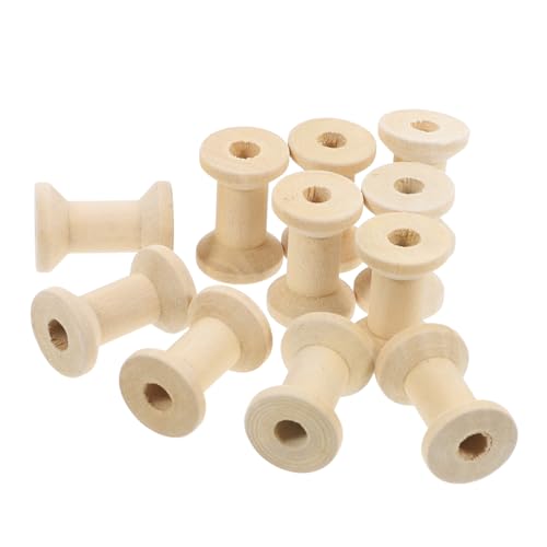 Angoily 100 Stück Holzspule Spulenhalter Aus Holz Leere Spulen Leere Fadenspulen Holzfadenspulen Holzhandwerk Holzspindeln Für Bastelarbeiten Kiefernholz von Angoily