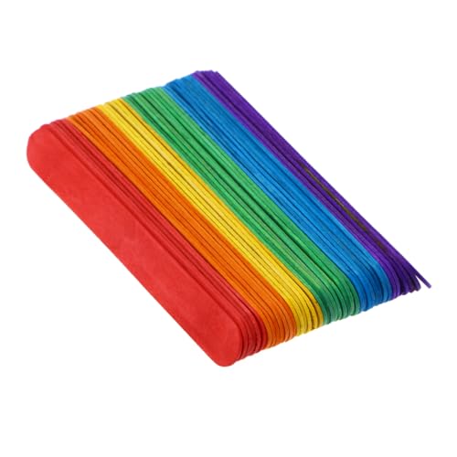 Angoily 100 Stück Holzstäbchen für Diy Bastelprojekte Farbenfrohe Eisstiele für Aktivitäten für Klassenräume Geburtstagsfeiern und Gruppenprojekte Zufällige Farbe von Angoily