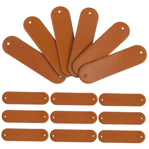 Angoily 100 Stück Leeres Lederetikett Kleidung Sommermützen Für Damen Basteletiketten Kappe Bucket Hat Frauen Strickmützen-tags Handgefertigtes Etikett Bastel-tags Gemacht Brown Kunstleder von Angoily