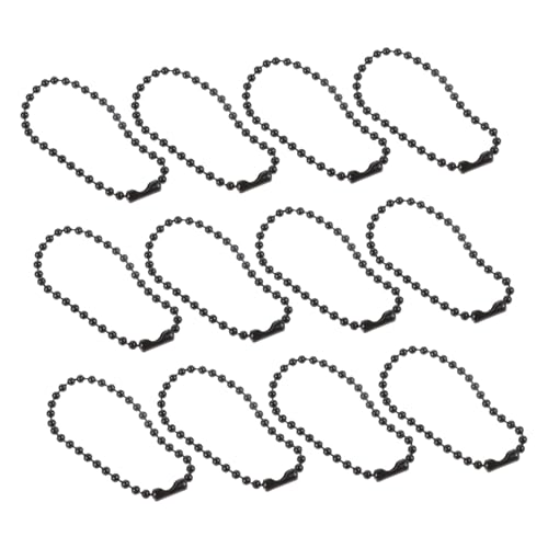 Angoily 100 Stück Metallperlenketten für DIY Schmuck Runde Anhängerketten für Kleidung Taschen und Puppen Verstellbare Schwarz für Etiketten und Schlüsselanhänger von Angoily