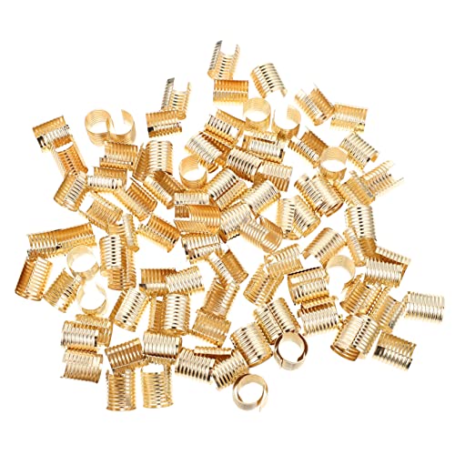 Angoily 100 Stück Offener Schwanzclip quasten für lesezeichen schmuckherstellung kabelklemmen Verschluss Schmuck Crimps Seilschnalle aus Metall klappbarer Seilclip aus Leder Eisen Golden von Angoily