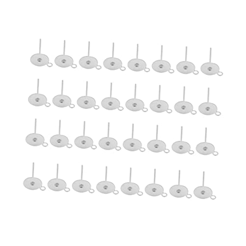 Angoily 100 Stück Ohrstecker mit Flacher Basis und Stift Ohrstecker Rohlinge mit Aufhängeloch für DIY Schmuckherstellung für Bastler von Angoily