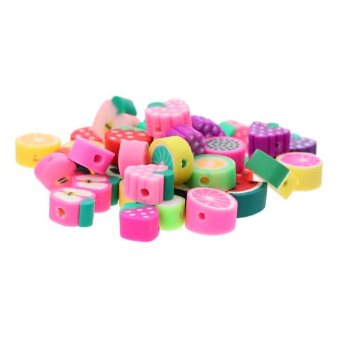 Angoily 100 Stück Polymer Clay Perlen Obstform Bunte Spacer Perlen für Schmuckherstellung DIY Armbänder Bastelperlen für Kreative Schmuckprojekte von Angoily