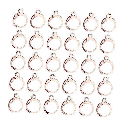 Angoily 100 Stück Runde französische Ohrhaken runden Schmuck Silber Bronze klein ohrring set ohrringset Ohrring-DIY-Set Hebel zurück Ohrhaken DIY zubehör Beschichtungslegierung Rose Gold von Angoily