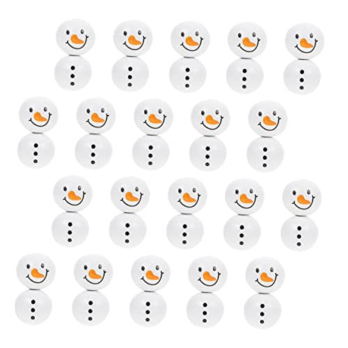 Angoily 100 Stück Schneemann Holzperlen DIY Handwerk Schmuckzubehör Glatte Oberfläche Zwei Formen für Weihnachtsdekoration und Bastelprojekte von Angoily