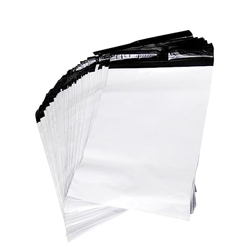 Angoily 100 Stück Selbstklebende Versandtaschen aus Pe Material und Reißfest für Bücher und Empfindliche Weiße Verpackungslösungen von Angoily