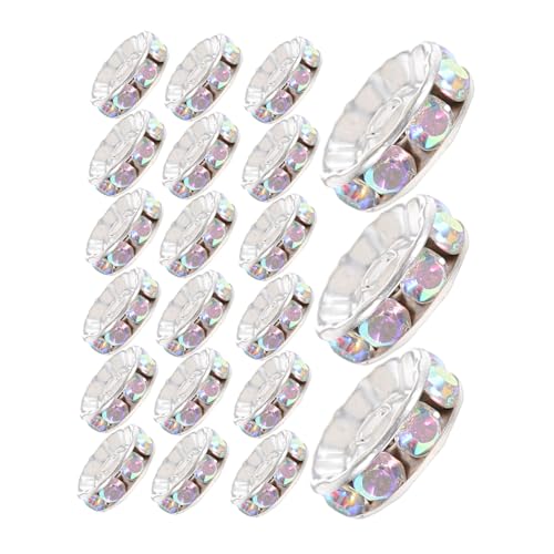 Angoily 100 Stück Strass rondelle mit Großem Loch Versilberte Europäische Abstandshalter perlen Funkelnde Glas Metallperlen zum Auffädeln für DIY Schmuckherstellung und Armbänder Angoily 100 Stück Strass rondelle mit Großem Loch Versilberte Europäische Abstandshalter perlen Funkelnde Glas Metallperlen zum Auffädeln für DIY Schmuckherstellung und Armbänder von Angoily