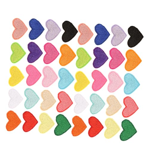 Angoily 100 Stück Teiliges Bunte Herz Aufnäher zum Aufnähen und Aufbügeln Bestickte DIY Stoff Applikationen für Kleidung Jacken Rucksäcke Schuhe Strapazierfähig und Vielseitig für Schnelle von Angoily