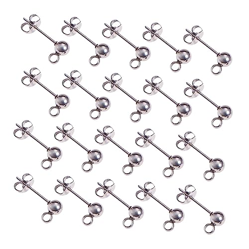 Angoily 100 Stück Teiliges DIY Ohrstecker aus Hochwertigem Edelstahl Silberne Runde Kugel mit Offenem Ring Schmuckzubehör zum Selbermachen Individueller Ohrringe von Angoily