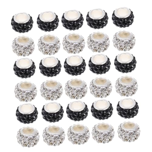Angoily 100 Stück Teiliges DIY Perlen mit Strass Schmuckperlen in Schwarz und Weiß Große Glatte Oberfläche Langlebig und Hautfreundlich zum Basteln von Armbändern und Schmuck Angoily 100 Stück Teiliges DIY Perlen mit Strass Schmuckperlen in Schwarz und Weiß Große Glatte Oberfläche Langlebig und Hautfreundlich zum Basteln von Armbändern und Schmuck von Angoily