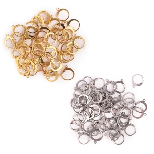 Angoily 100 Stück Teiliges Edelstahl Ohrhaken für Damen Mädchen DIY Schmuckherstellung Gold Silber Langlebig Sicher zum Selbermachen und Gestalten Individuell Anpassbar von Angoily