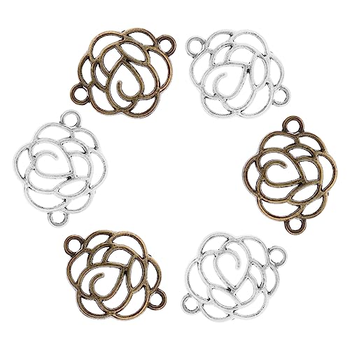 Angoily 100 Stück Teiliges Vintage Blumen Schmuckverbinder Langlebiger Legierung Rostfrei und Vielseitig für DIY Halsketten Armbänder Ohrringe und Anhänger Antiksilber Bronze von Angoily