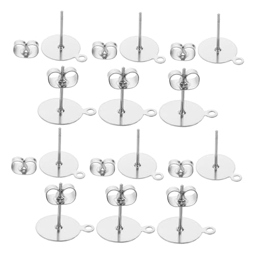 Angoily 100 Stück Zubehör für Ohrringe Ohrstecker Erkenntnisse Ohrringrückseiten aus Edelstahl Ohrsteckerbefunde Flache Ohrring-Verschlüsse für Ohrstecker Rostfreier Stahl Silver von Angoily