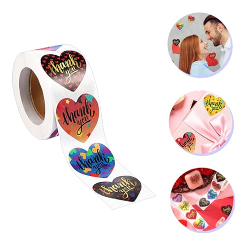 Angoily 1000 Stück Teiliges Herz Aufkleber Dankeschön Etiketten für Geschenkverpackung Selbstklebende Valentinstags Deko Runde Sticker Geeignet für Umschläge Geschenkboxen Hochzeit und von Angoily