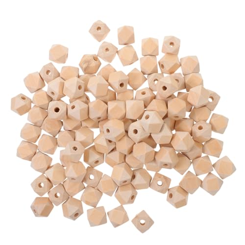 Angoily 100Stücke Unfertige Natur Holzperlen Achtkantige DIY Spacer Beads für Kunsthandwerk Holzperlen zum Auffädeln und Schmuckherstellung für Projekte von Angoily