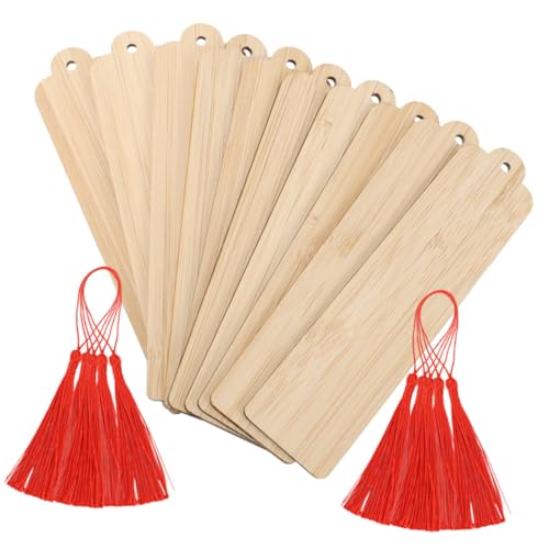 Angoily 10Sätze DIY Holz Lesezeichen Blanko Seitenmarkierungen mit Anhängern für Personalisierte Bastelprojekte und Kreative Dekorationen von Angoily