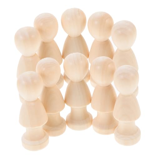 Angoily 10Stücke DIY Holzpuppen Unbemalt Natürlichem Holz Bastelpuppen für Bastelprojekte Figuren zum Gestalten und Dekorieren von Angoily