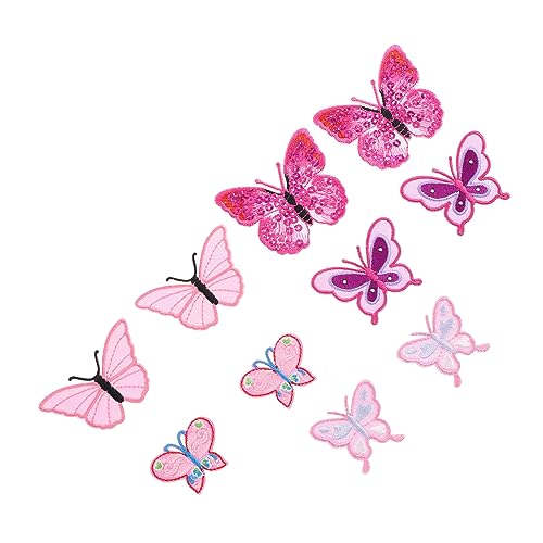 Angoily 10Stücke DIY Schmetterling Applique Patches Gestickte Tiere Aufnäher Für Kleidung Taschen Jeans Vielseitig Einsetzbar Für Dekoration Und Reparatur Rosa Und Designs von Angoily
