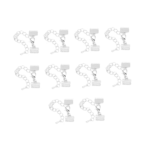 Angoily 10Stücke Plattierte Bandenden Schmuckverschluss mit Eisenkette und Hummerschnalle Strukturierte Crimpendklemmen für DIY Schmuckherstellung Angoily 10Stücke Plattierte Bandenden Schmuckverschluss mit Eisenkette und Hummerschnalle Strukturierte Crimpendklemmen für DIY Schmuckherstellung von Angoily
