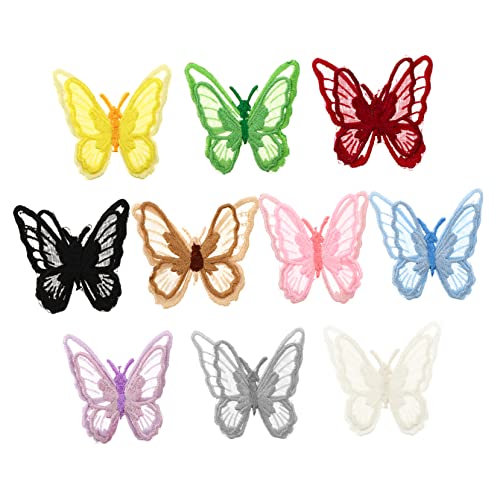 Angoily 10Stücke Schmetterling Patches Bestickte Eisen Applikationen für Kleidung zum Flicken und Dekorieren DIY Bügelflicken für Jacken Jeans und Mehr von Angoily