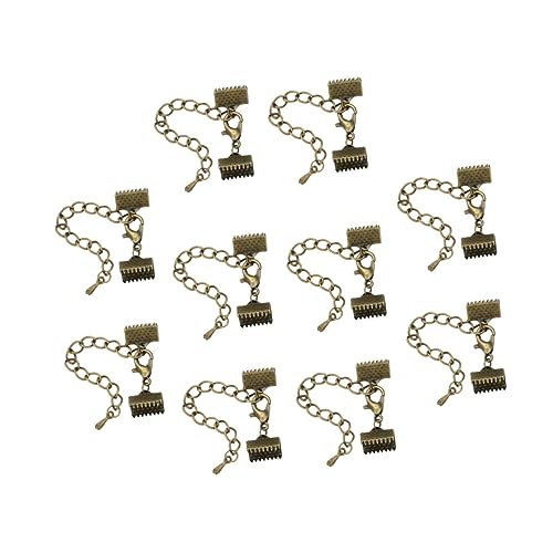 Angoily 10Stücke Plattierte Kordel-enden Verschlüsse mit Kette und Karabiner für Schmuckherstellung Texturierte Crimp-endklemmen für DIY Armbänder und Bastelprojekte von Angoily