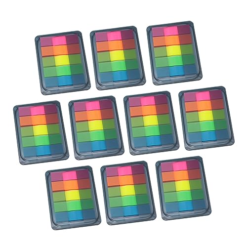 Angoily 10Stücke Teiliges Selbstklebende Index Haftnotizen Fluoreszierende Seitenmarkierungen für Büro und Schule Transparentes Design für Einfaches Hervorheben und Markieren von Angoily