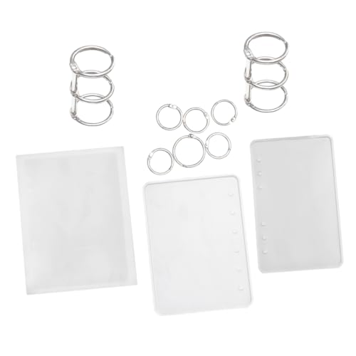 Angoily 11 Stück Teiliges Diy Silikonform Set für Notizbuchdeckel Epoxidharz Gießform mit Verschiedenen Motiven Formen und Silbernen Ringen für Kreative Bastelprojekte von Angoily