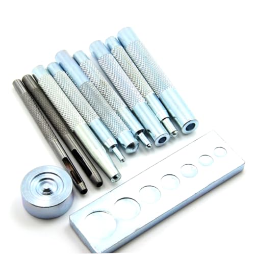 Angoily 11 Stück Teiliges Druckknopfwerkzeug aus Robustem Metall mit Extra Langem Griff Universeller Sockel für Breiten Geeignet für Lochstanzen und Befestigen von Druckknöpfen Nieten Angoily 11 Stück Teiliges Druckknopfwerkzeug aus Robustem Metall mit Extra Langem Griff Universeller Sockel für Breiten Geeignet für Lochstanzen und Befestigen von Druckknöpfen Nieten von Angoily