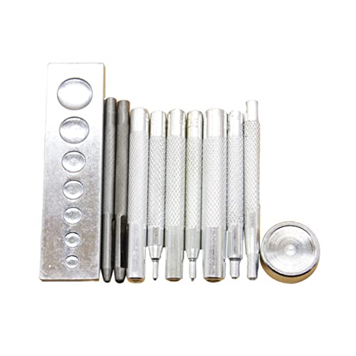 Angoily 11Stücke Teiliges DIY Lederwerkzeug Set mit Setter Basis für Handgefertigte Lederarbeiten Lochstanzen und Druckknopf Setter für Effektives Schneidern und Basteln von Angoily
