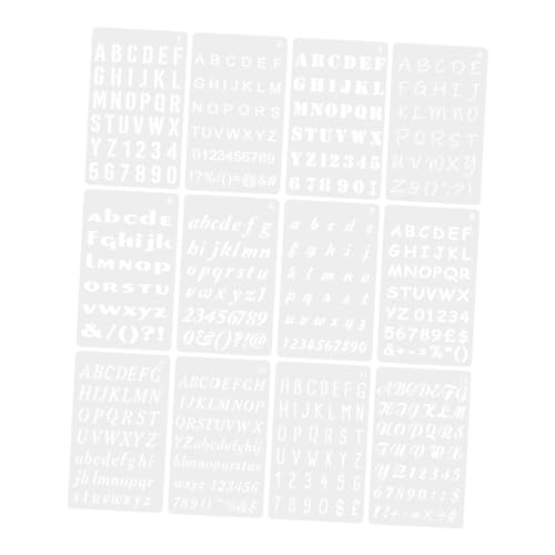 Angoily 12 Blatt Kontovorlage Schablonen zum Malen wiederverwendbar Briefe Buchstabenschablone Handwerk Vorlagen Schablonen für Airbrush Wandschablonen zum Bemalen das Haustier Weiß von Angoily