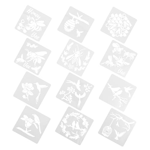 Angoily 12 Blatt Malvorlagen mit Hohlem Design Quadratische Schablonen für Kreative Diy Projekte Dekorative Vorlagen für Wandgestaltung und Möbelmalerei von Angoily